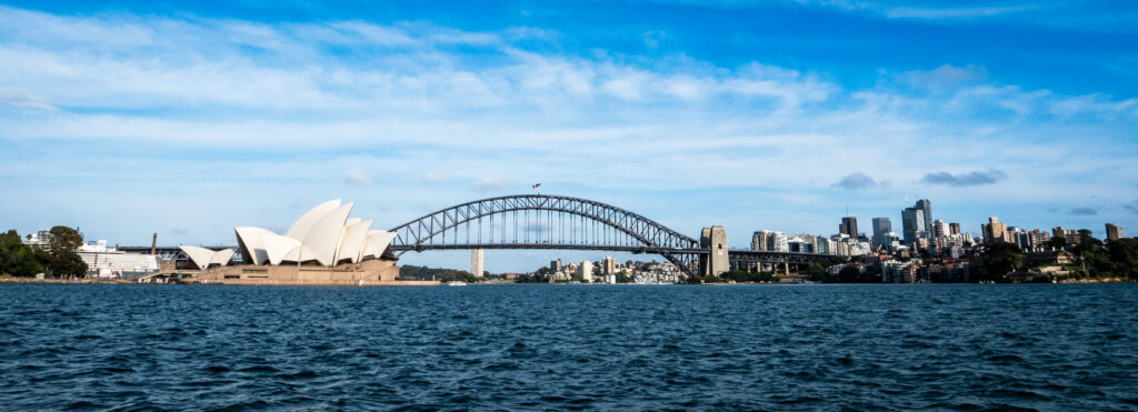 Sydney Harbour bridge and opera house On sunny day with blue skies