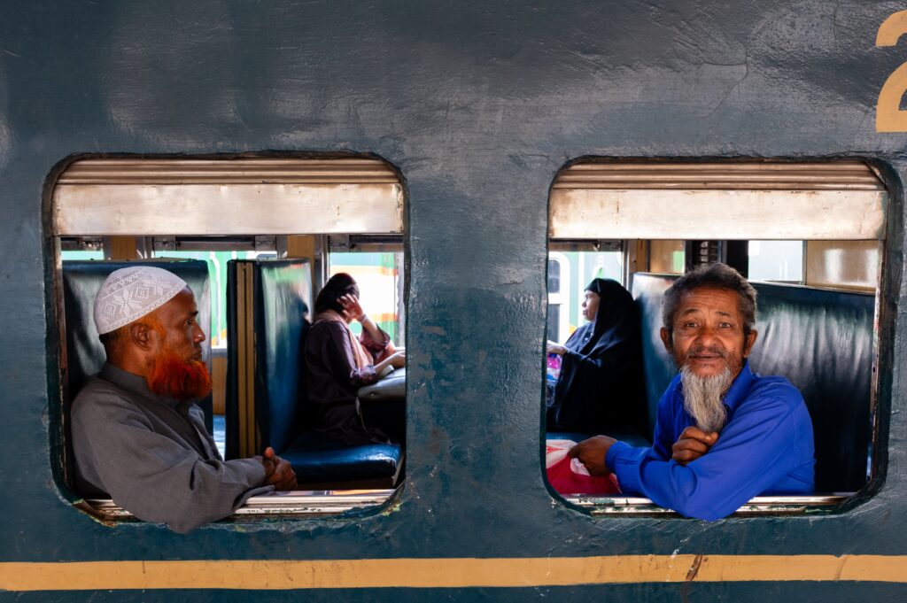 Passengers waiting for the train to leave